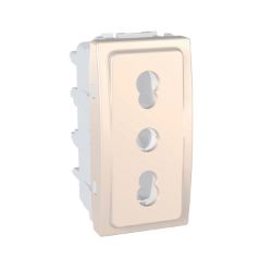 Slika Priključnica dvopolna modularna 1M 16A 250VAC 2P+E italijanski standard krem Unica Schneider