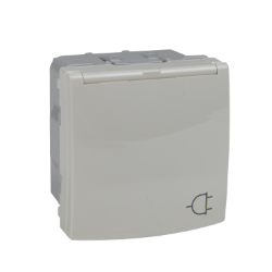 Slika Priključnica dvopolna modularna 2M 16A 250VAC 2P+E zaštita sa poklopcem DE krem Unica Schneider