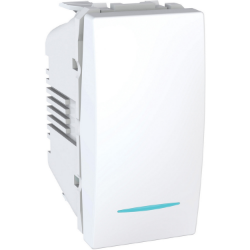 Slika Prekidač jednopolni modularni 1M 10AX 250VAC lokator beli Unica Schneider