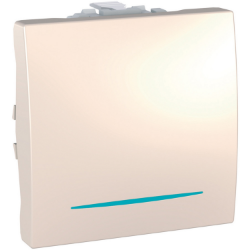 Slika Prekidač naizmenični modularni 2M 10AX 250VAC sa signalnom lampicom krem Unica Schneider