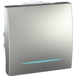 Slika Prekidač 1P modularni 2M 10AX 250VAC sa signalnom lampicom aluminijumski Unica Top/Class Schneider