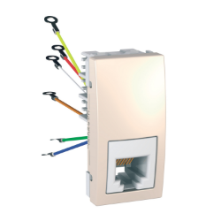 Slika Priključnica telefonska modularna 1M RJ12 krem Unica Schneider