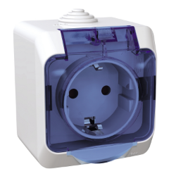 Slika Jednostruka utičnica sa uzemljenjem 16A sa zaštitom i providnim poklopcem bela Cedar Plus Schneider