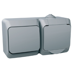 Slika Jednostruka utičnica sa uzemljenjem i naizmenični prekidač 16A(X) siva Cedar Plus Schneider