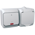 Slika Utičnica sa uzemljenjem i dvopolni prekidač 16A(X) sa lokatorskom lampicom bela Cedar Plus Schneider