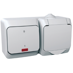 Slika Utičnica sa uzemljenjem i dvopolni prekidač 16A(X) sa lokatorskom lampicom bela Cedar Plus Schneider