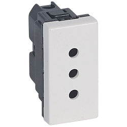 Slika Priključnica 2P modularna 1M 10A 250V 2P+E Italijanski standard bela Mosaic Legrand