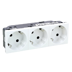 Slika Priključnica 2P modularna 6M 16A 230V 3x2P+E 45° bela Mosaic Legrand