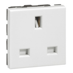 Slika Priključnica 2P modularna 1M 13A 250V 2P+E British bela Mosaic Legrand