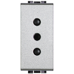 Slika Priključnica 2Pmodularna 1M 10A 250V 2P+E italijanski standard aluminijum Living Light Legrand