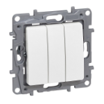 Slika Prekidač ugradni 10A 250VAC 3X1P IP20 beli Niloe Legrand