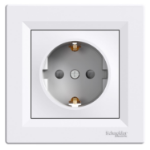 Slika Priključnica dvopolna ugradna 16A 230VAC bez rama sa uzemljenjem sa strane bela Asfora Schneider