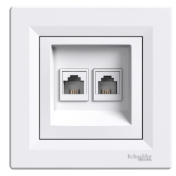 Slika Telefonska priključnica ugradna dupla RJ11 bela Asfora Schneider