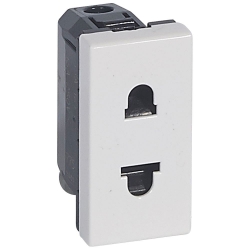 Slika Priključnica 2P modularna 1M 16A 250V 2P Euro/US bela Mosaic Legrand