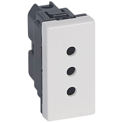 Slika Priključnica 2P modularna 1M 10A 250V 2P+E Italijanski standard bela Mosaic Legrand