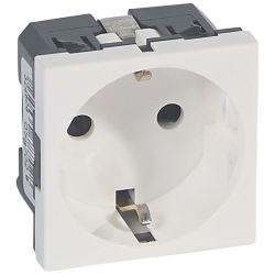 Slika Priključnica 2P modularna 2M 16A 230V 2P+E antibakterijska bela Mosaic Legrand