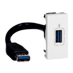 Slika Priključnica USB modularna 1M 2.0 data sa kablom bela Mosaic Legrand