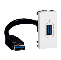 Slika Priključnica USB modularna 1M 2.0 data sa kablom bela Mosaic Legrand