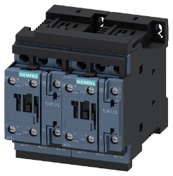 Slika Kontaktor za promenu smera 3P (3NO) 12A 55kW špulna 24V DC sa signalnim kontaktima 1NO AC-3 Siemens