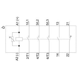 Slika Power kontaktor AC-3 12A 5.5kW 400V 1NO+1NC špulna 24V DC sa ugrađenim varistorom trofazni Siemens