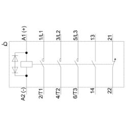 Slika Kontaktor 17A 3P špulna 24V DC 1NO+1NC AC-3 utični kontakti 3e SIRIUS 3RT Siemens