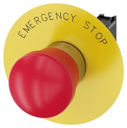 Slika EMERGENCY STOP dugme u obliku pečurke, fi22 mm, okruglo, metalno, sjajno, crveno, 40 mm Siemens