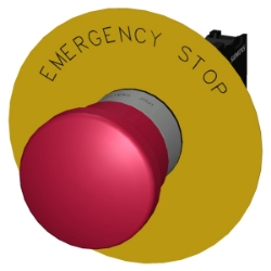 Slika EMERGENCY STOP dugme u obliku pečurke, fi22 mm, okruglo, metalno, sjajno, crveno, 40 mm Siemens
