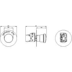 Slika EMERGENCY STOP dugme u obliku pečurke, fi22 mm, okruglo, metalno, sjajno, crveno, 40 mm Siemens