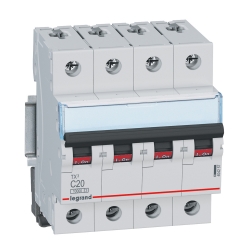 Slika Osigurač automatski 4P 20A C kriva 10kA Tx3 Legrand