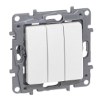 Slika Prekidač ugradni 10A 250VAC 3X1P IP20 beli Niloe Legrand