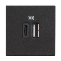 Slika Priključnica USB modularna 2M tip A i C 3A crna Classia Legrand