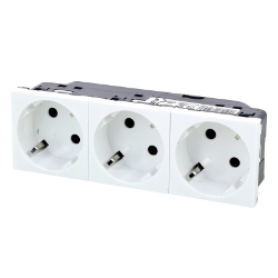 Slika Priključnica 2P modularna 6M 16A 230V 3x2P+E 45° bela Mosaic Legrand