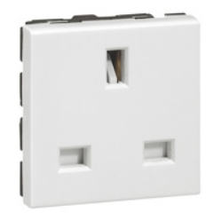 Slika Priključnica 2P modularna 1M 13A 250V 2P+E British bela Mosaic Legrand