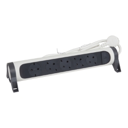 Slika Kabal produžni sa prekidačem H05VV-F 3x1.5mm2 5M 5 priključna mesta 2P+E bela/tamno siva Legrand