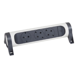 Slika Podsklop za produžni kabal 3 mesta 2P+E beli/tamno sivi Legrand