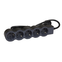 Slika Kabal produžni H05VV-F 3x1.5mm2 1.5M 5 priključna mesta 2P+E crni/tamno sivi Legrand