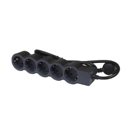 Slika Kabal produžni H05VV-F 3x1.5mm2 3M 5 priključna mesta 2P+E crni/tamno sivi Legrand