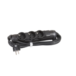 Slika Kabal produžni sa prekidačem H05VV-F 3x1.5mm2 3m 3 priključna mesta 2P+E crni Legrand