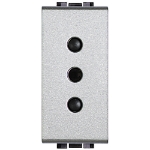 Slika Priključnica 2Pmodularna 1M 10A 250V 2P+E italijanski standard aluminijum Living Light Legrand