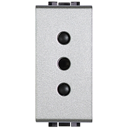 Slika Priključnica 2Pmodularna 1M 10A 250V 2P+E italijanski standard aluminijum Living Light Legrand