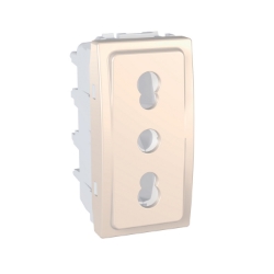 Slika Priključnica dvopolna modularna 1M 16A 250VAC 2P+E italijanski standard krem Unica Schneider