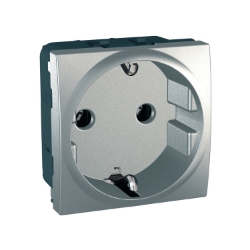 Slika Priključnica dvopolna modularna 2M 16A 250VAC 2P+E šuko aluminijumska Unica Top/Class Schneider